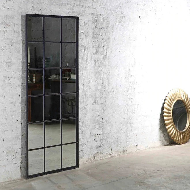 Loft Black Iron Floor Mirror – 18 block