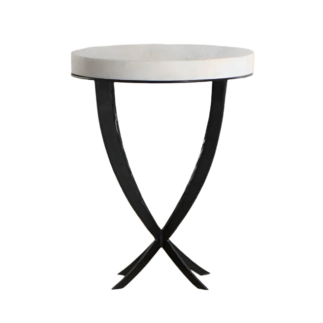 Montreal Side Table - Black Base & White Marble