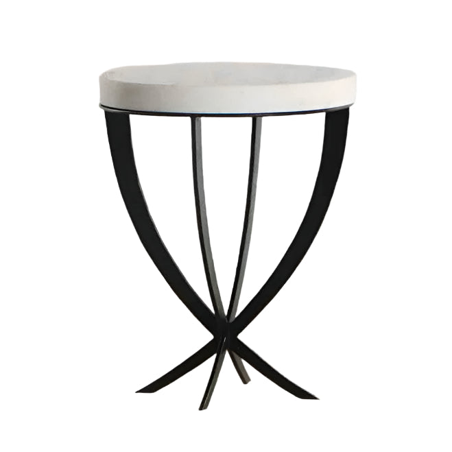 Montreal Side Table - Black Base & White Marble