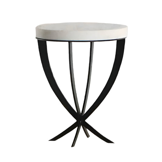 Montreal Side Table - Black Base & White Marble