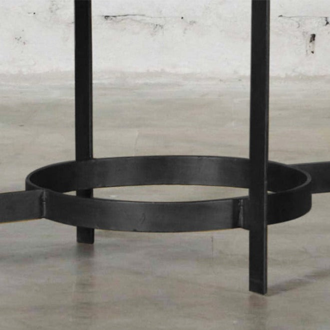 Kazumi Oval Coffee Table - Black with White Marble Top