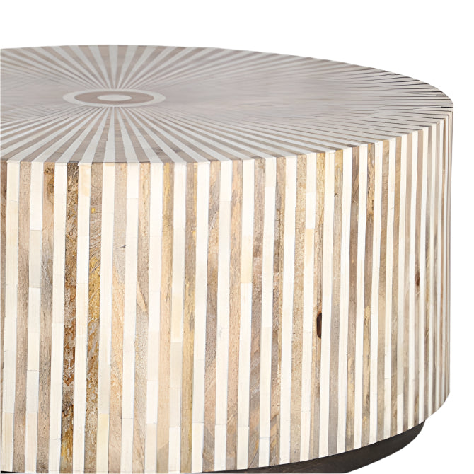 Stripe Bone Inlay Coffee Table - Natural