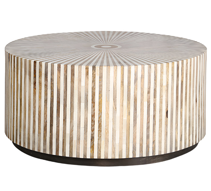 Stripe Bone Inlay Coffee Table - Natural
