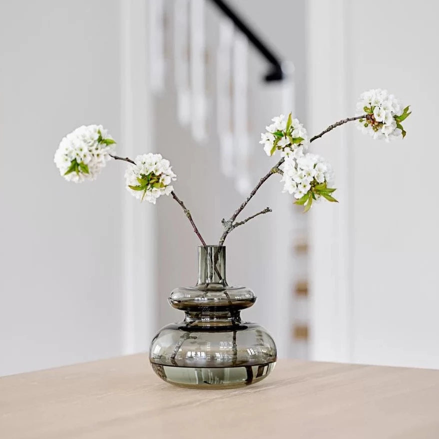 INU Small Glass Vase - Smoke Grey