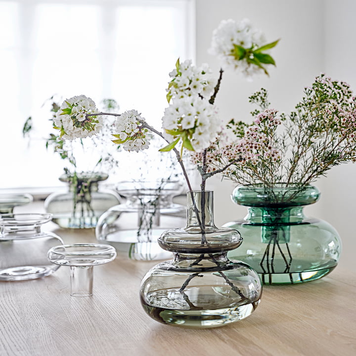 INU Large Glass Vase - Smoke Grey