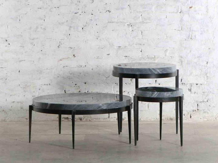 Tangent Large Coffee Table - Grey/Black Marble Top