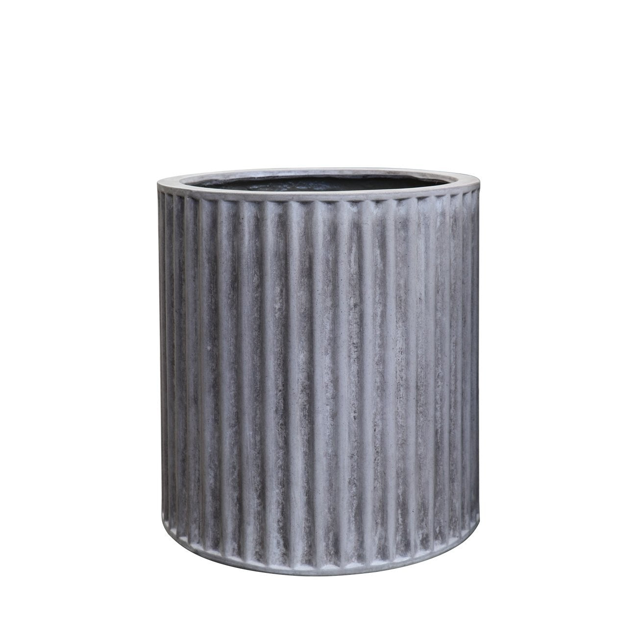 Piako Ribbed Cylinder Outdoor Planter - Weathered Cement (3 Sizes)