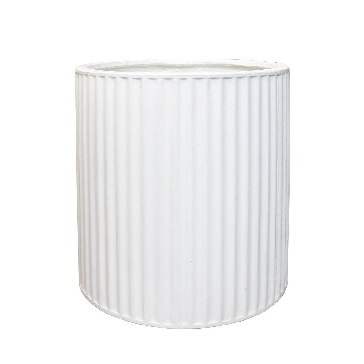 Piako Ribbed Cylinder Outdoor Planter - White (3 Sizes)