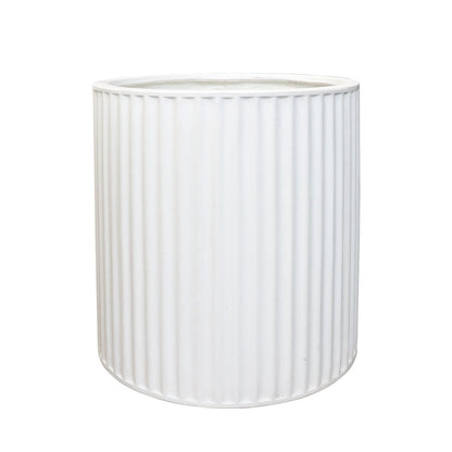 Piako Ribbed Cylinder Outdoor Planter - White (3 Sizes)