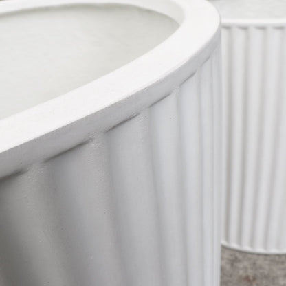 Piako Ribbed Cylinder Outdoor Planter - White (3 Sizes)