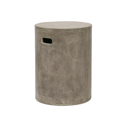 Concrete side table with a cylindrical shape on a white background