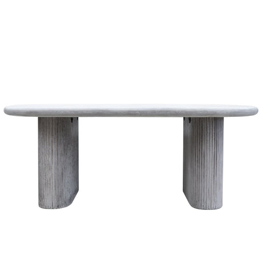Grey Outdoor Dining Table with Pillar style bases 