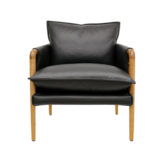 Saddle Occasional Chair - Black Leather