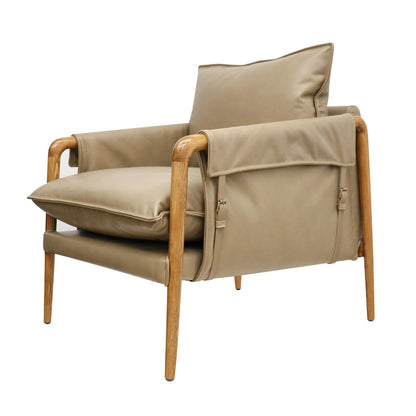 Saddle Occasional Chair - Beige Leather