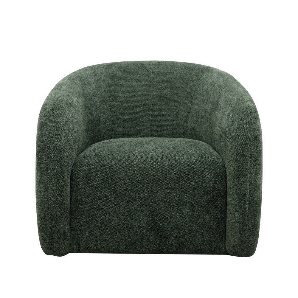 Green swivel armchair on a white background