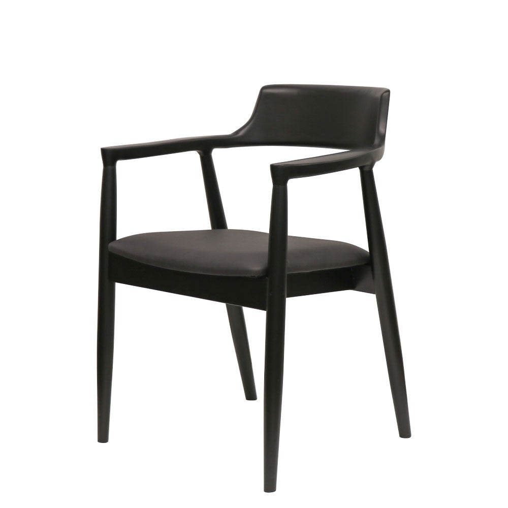 Ealing Dining Chair - Black Leather Seat