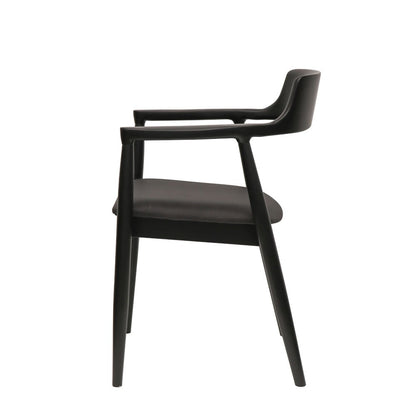 Ealing Dining Chair - Black Leather Seat