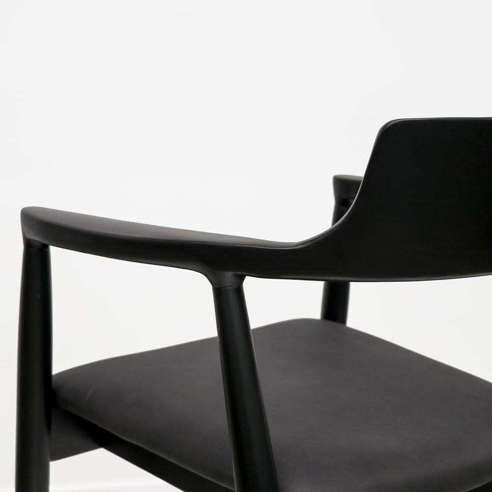 Ealing Dining Chair - Black Leather Seat