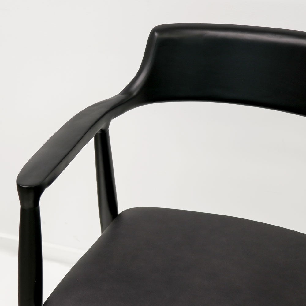 Ealing Dining Chair - Black Leather Seat