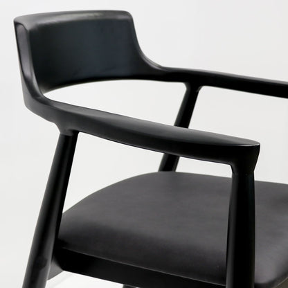 Ealing Dining Chair - Black Leather Seat