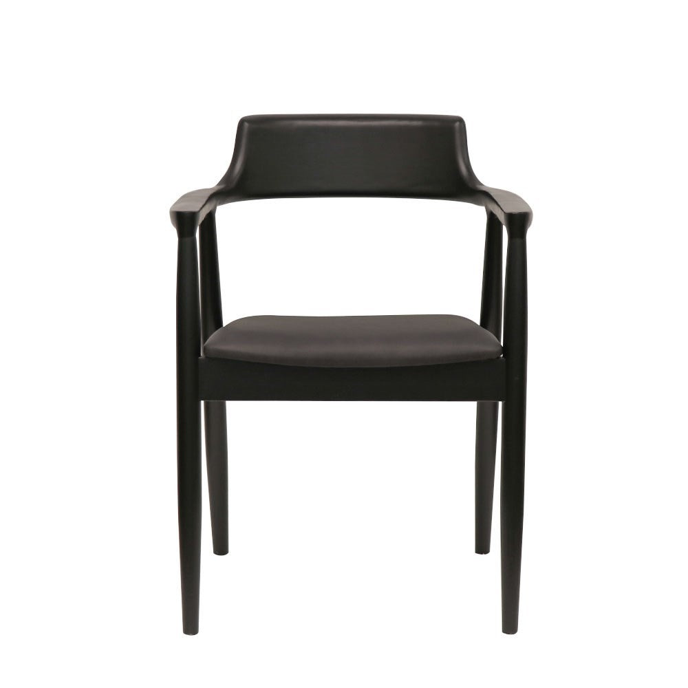 Ealing Dining Chair - Black Leather Seat