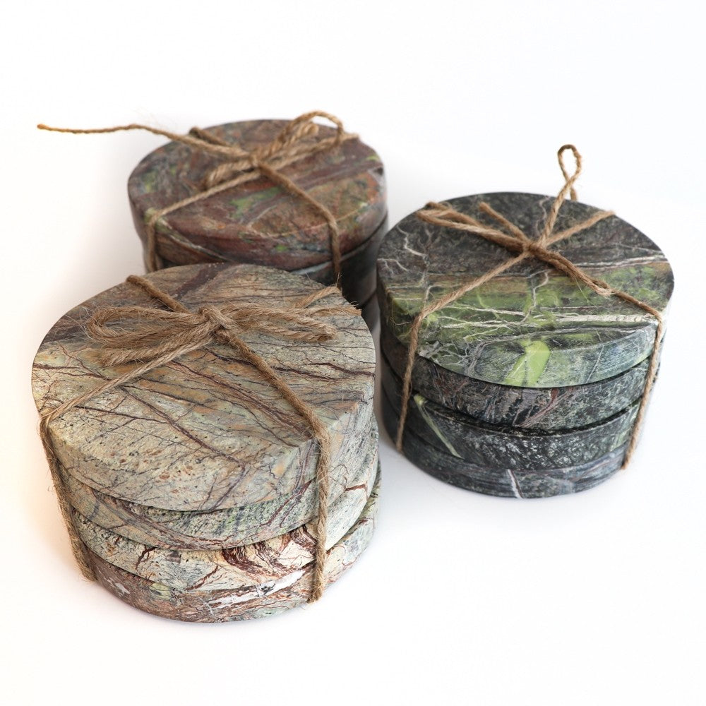 Round Marble Coasters - Set of 4 - Forest