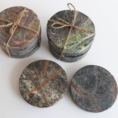 Round Marble Coasters - Set of 4 - Forest