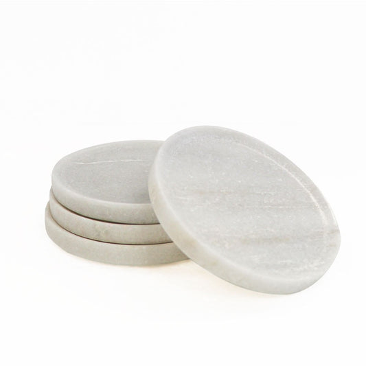 Round Marble Coasters - Set of 4 - White
