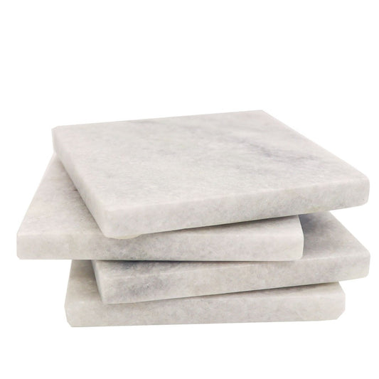 Square Marble Coasters - Set of 4 - White