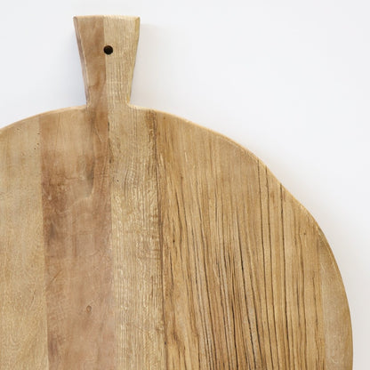 Wooden serving board on a white background