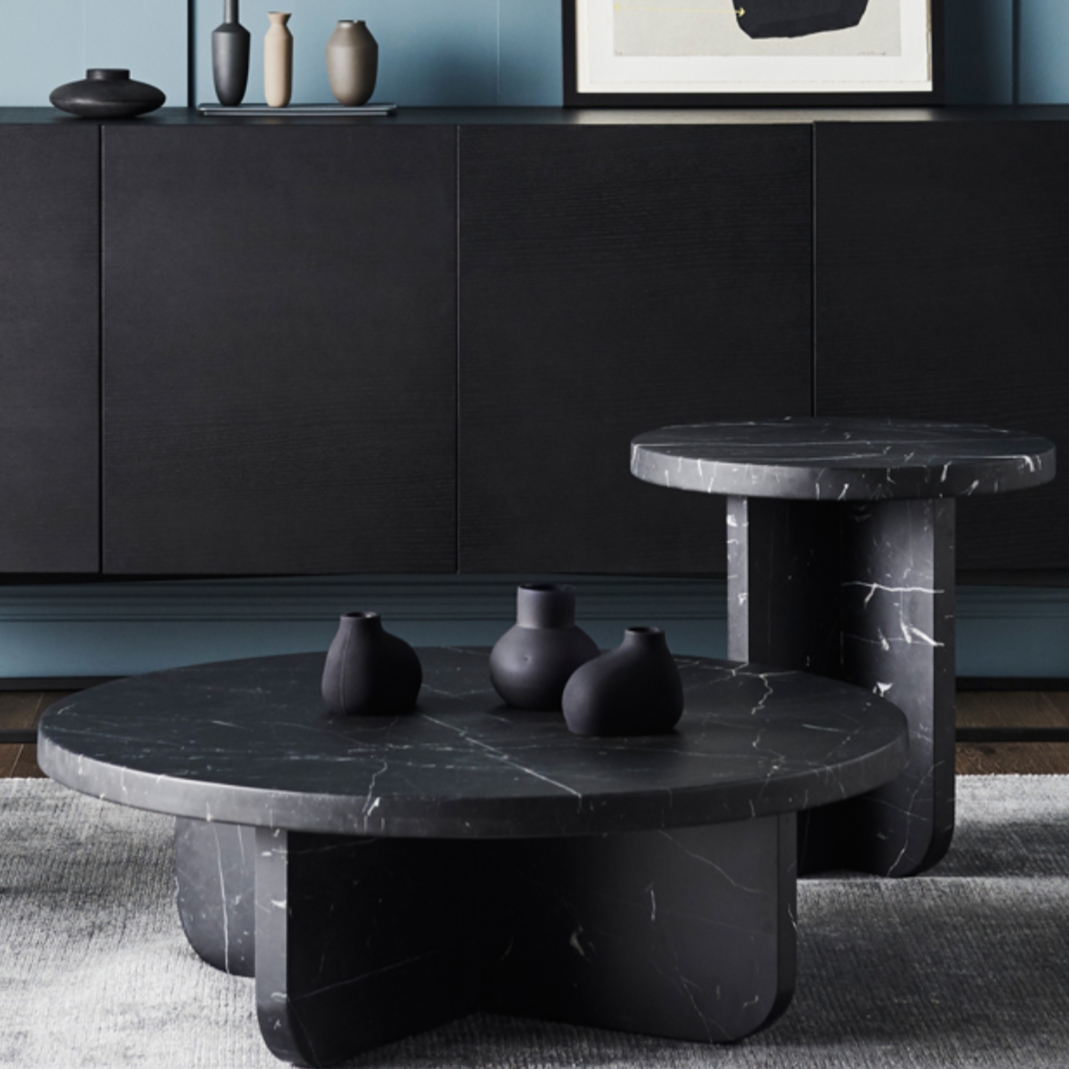 Amara Curve Coffee Table - Black Marble