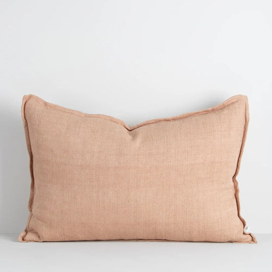 Coconut linen cushion on a white background