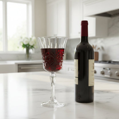 Clear crystal wine glass on a white background