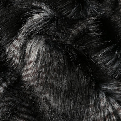 Close-up of black coyote faux fur texture