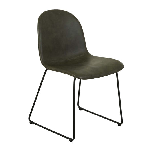 Smith Sleigh Dining Chair - Vintage Matt Green PU