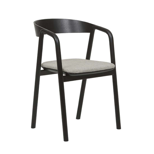 Tolv Inlay Upholstered Dining Armchair - Harbour Grey + Black Onyx