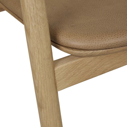 Tolv Inlay Upholstered Dining Armchair - Pecan Leather + Light Oak