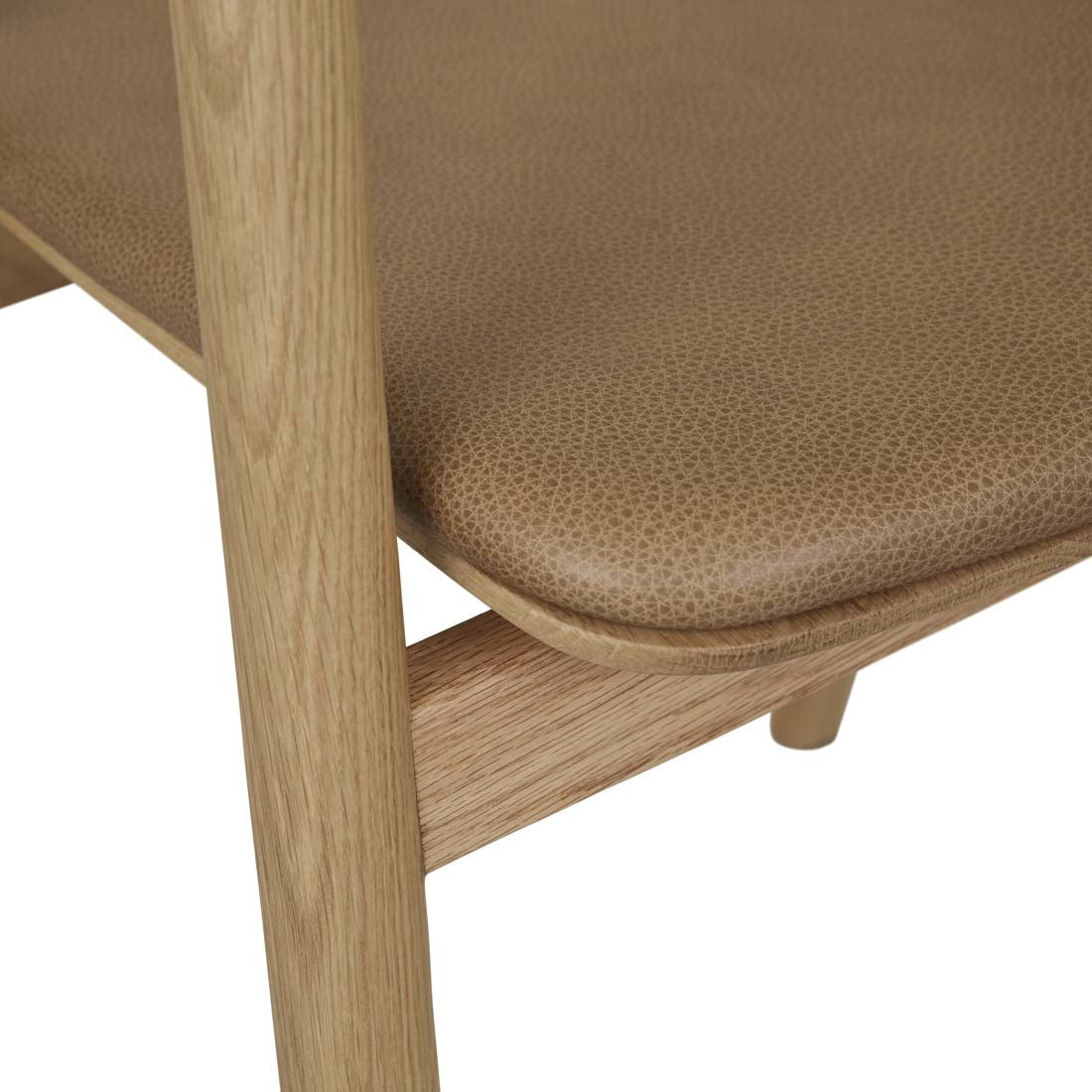 Tolv Inlay Upholstered Dining Armchair - Pecan Leather + Light Oak