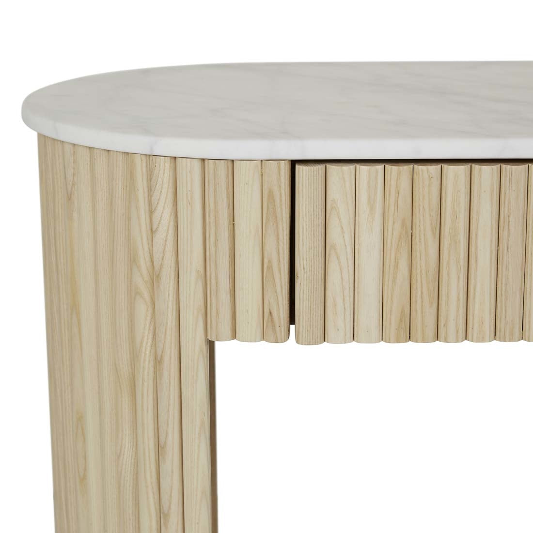 Benjamin Ripple Grand Marble Console - White Marble + Natural Ash