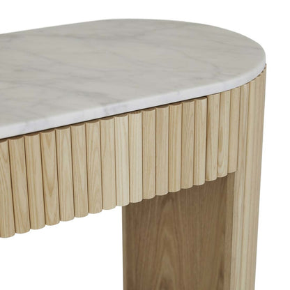 Benjamin Ripple Grand Marble Console - White Marble + Natural Ash