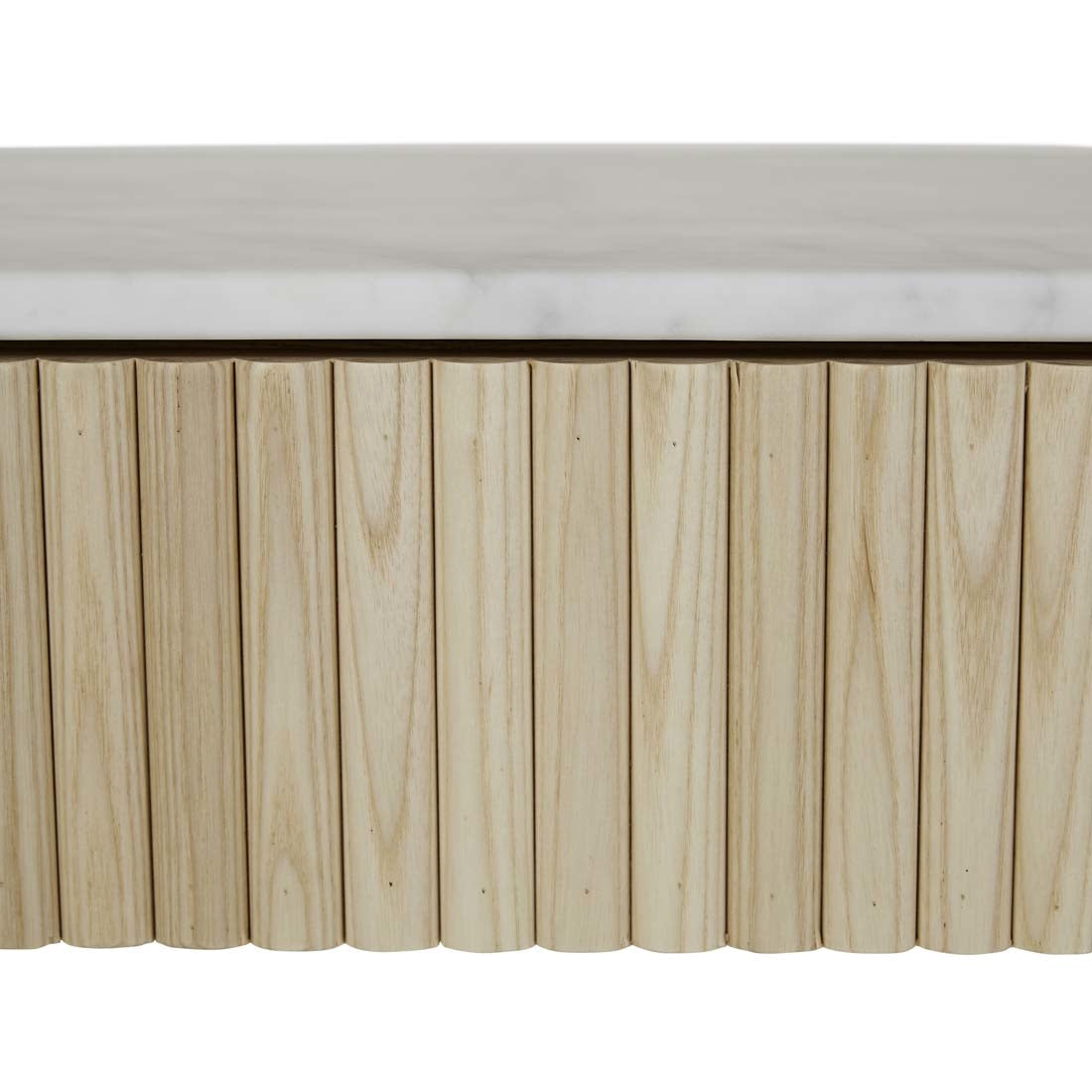 Benjamin Ripple Grand Marble Console - White Marble + Natural Ash