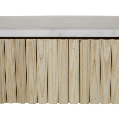 Benjamin Ripple Grand Marble Console - White Marble + Natural Ash