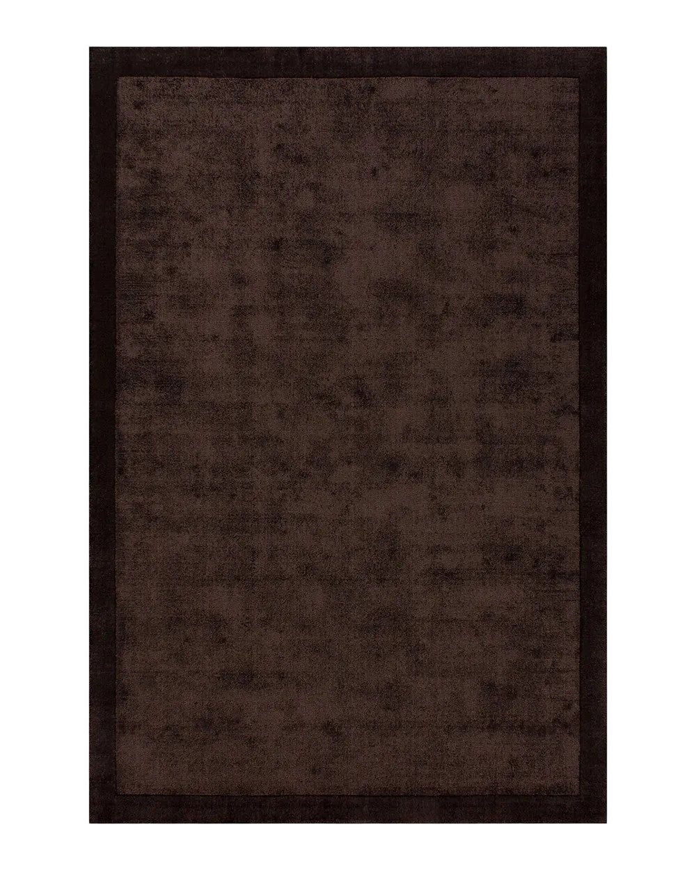 Chocolate brown textured floor rug on a white background