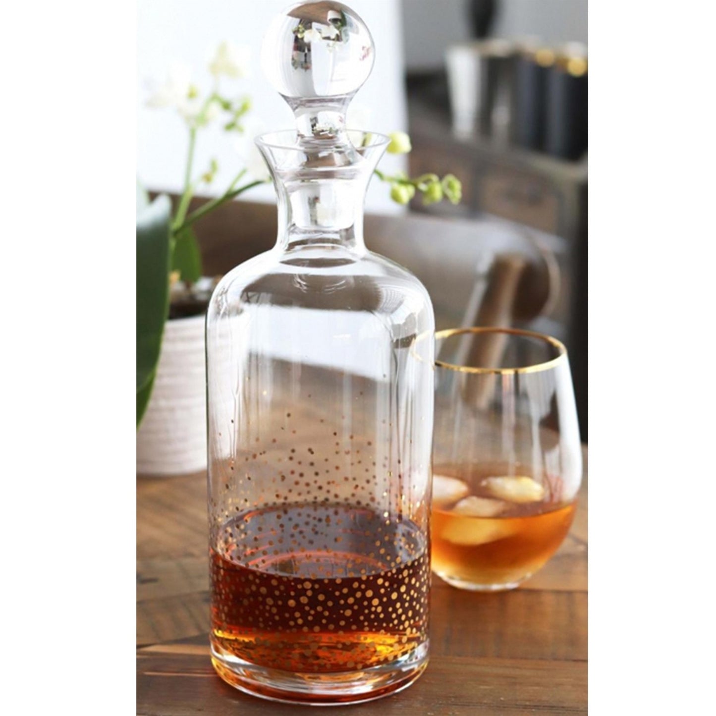 Glass Decanter - Gold Dots