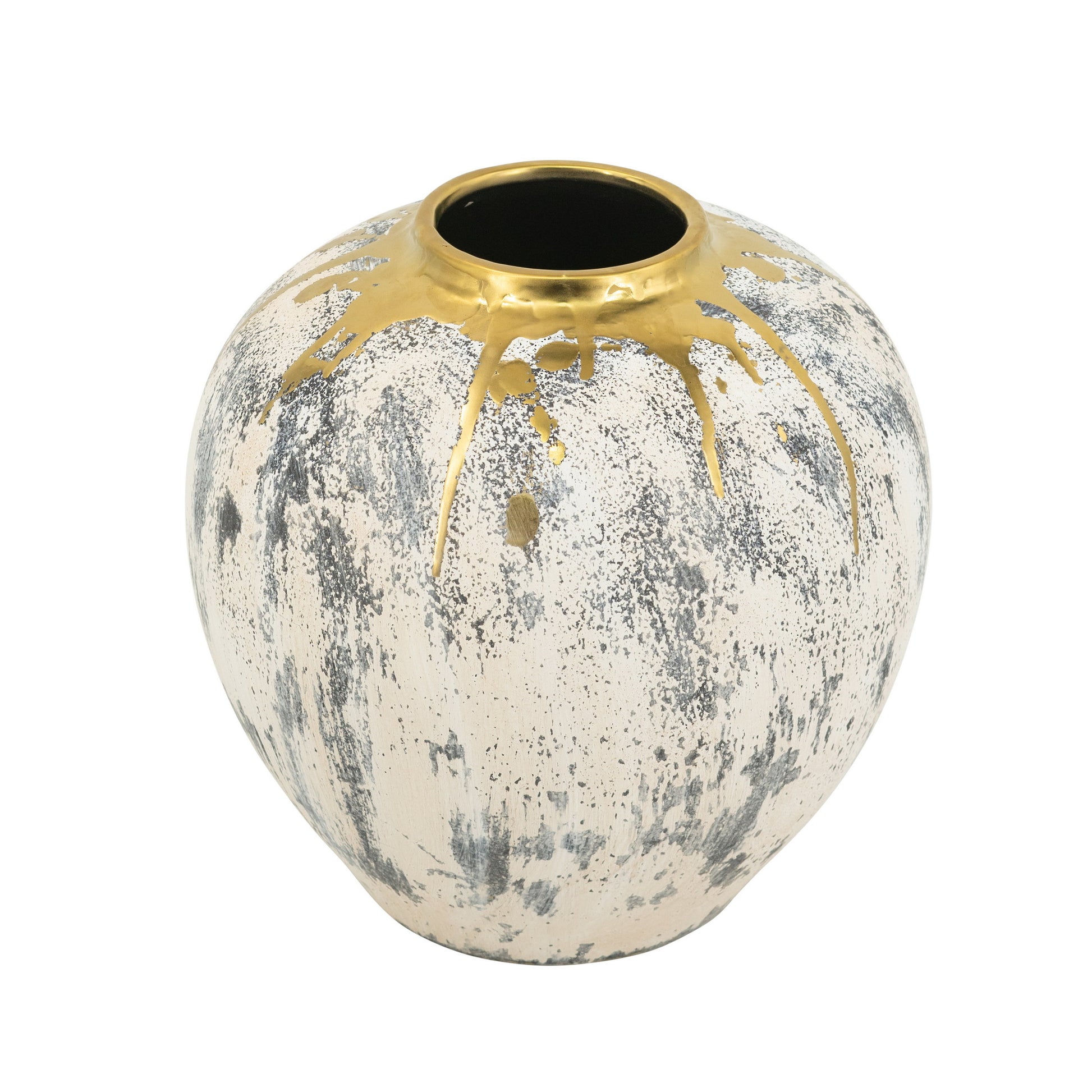 Decorative vase with gold accents on a white background