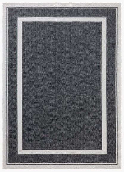 Borders Outdoor Rug - Ivory & Onyx