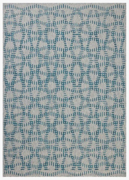 Mosaic Outdoor Rug - Teal & Fog