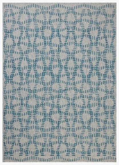 Mosaic Outdoor Rug - Teal & Fog