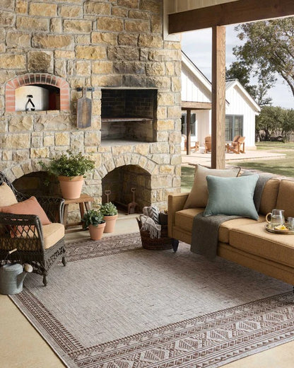 Aztec Outdoor Rug - Coffee & Dove