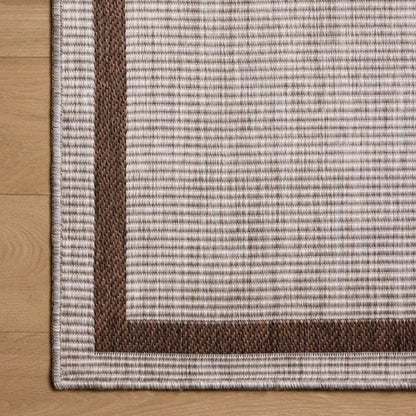 Border Outdoor Rug - Coffee & Dove